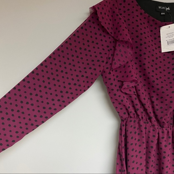 Wukogals Willow Chiffon Asymmetrical Dress Merlot - Picture 8 of 12